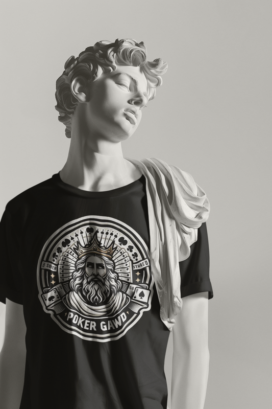 Poker Gawd Graphic T-shirt. For fashion, luck, poker players, and gamblers