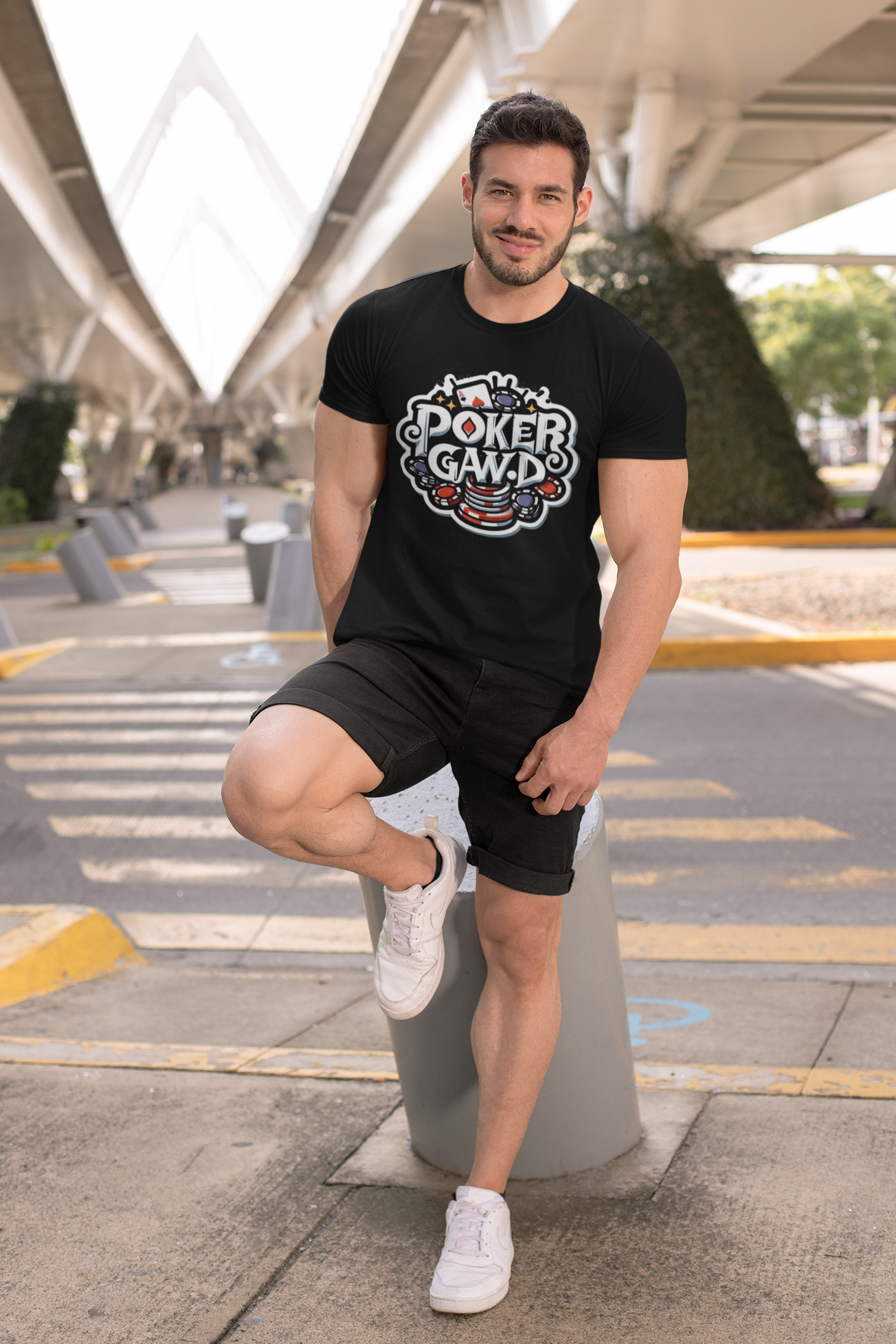 Poker Gawd Graphic t-shirt unisex short sleeve tee. For fashion, luck, poker players, and gamblers