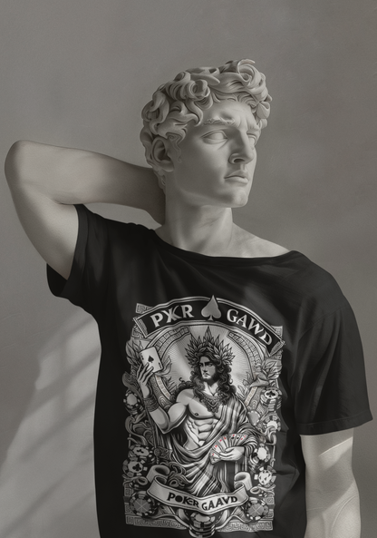 Poker Gawd Graphic t-shirt unisex short sleeve tee. For fashion, luck, poker players, and gamblers