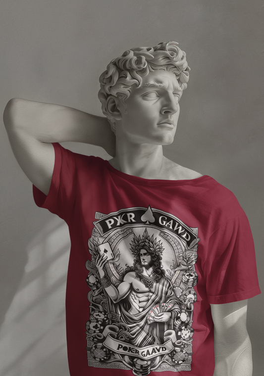 Poker Gawd Graphic t-shirt unisex short sleeve tee. For fashion, luck, poker players, and gamblers