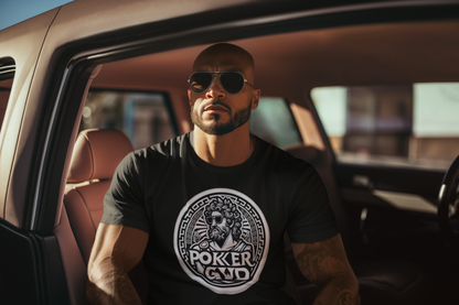 Poker Gawd Graphic t-shirt unisex short sleeve tee. For fashion, luck, poker players, and gamblers