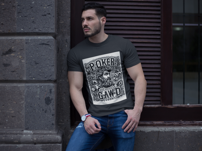 Poker Gawd Graphic t-shirt unisex short sleeve tee. For fashion, luck, poker players, and gamblers