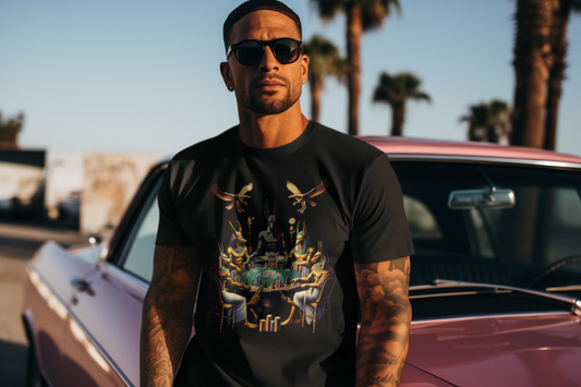 Egyptian Goker Gawd Unisex Short Sleeve Tee for luck, poker players and gamblers. Anubis